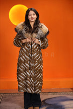 Load image into Gallery viewer, Full length gray squirrel fur coat with shawl collar