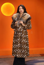 Load image into Gallery viewer, Full length gray squirrel fur coat with shawl collar
