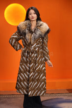 Load image into Gallery viewer, Full length gray squirrel fur coat with shawl collar