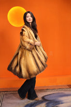 Load image into Gallery viewer, Mid-length natural golden marten coat with shawl collar