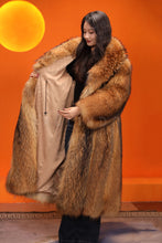 Load image into Gallery viewer, Full length natural finnraccoon fur coat with shawl collar