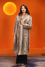 Load image into Gallery viewer, Full length women's natural lynx fur coat with shawl collar