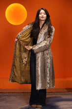 Load image into Gallery viewer, Full length women's natural lynx fur coat with shawl collar