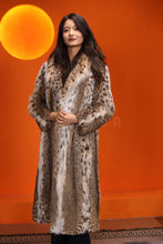 Load image into Gallery viewer, Full length women's natural lynx fur coat with shawl collar