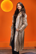 Load image into Gallery viewer, Full length women's natural lynx fur coat with shawl collar