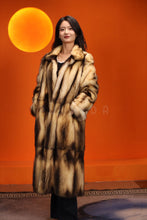 Load image into Gallery viewer, Full length natural fitch fur coat with shawl collar
