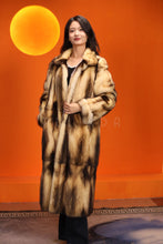 Load image into Gallery viewer, Full length natural fitch fur coat with shawl collar