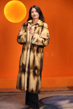 Load image into Gallery viewer, Full length natural fitch fur coat with shawl collar