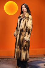 Load image into Gallery viewer, Full length natural fitch fur coat with shawl collar