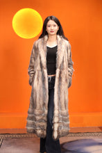 Load image into Gallery viewer, Full length natural opossum fur coat with shawl collar