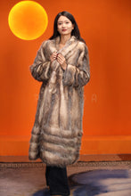 Load image into Gallery viewer, Full length natural opossum fur coat with shawl collar
