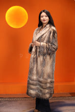 Load image into Gallery viewer, Full length natural opossum fur coat with shawl collar