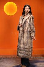 Load image into Gallery viewer, Full length natural opossum fur coat with shawl collar