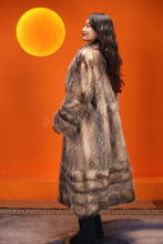Load image into Gallery viewer, Full length natural opossum fur coat with shawl collar