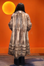 Load image into Gallery viewer, Full length natural opossum fur coat with shawl collar