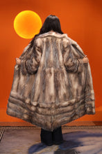 Load image into Gallery viewer, Full length natural opossum fur coat with shawl collar