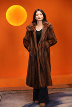 Load image into Gallery viewer, Full length natural muskrat fur coat with shawl collar