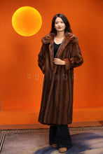 Load image into Gallery viewer, Full length natural muskrat fur coat with shawl collar