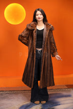Load image into Gallery viewer, Full length natural muskrat fur coat with shawl collar