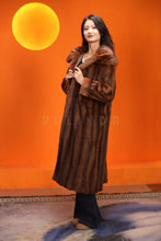 Load image into Gallery viewer, Full length natural muskrat fur coat with shawl collar