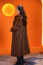 Load image into Gallery viewer, Full length natural muskrat fur coat with shawl collar