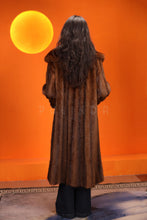 Load image into Gallery viewer, Full length natural muskrat fur coat with shawl collar