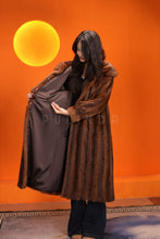 Load image into Gallery viewer, Full length natural muskrat fur coat with shawl collar