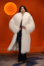 Load image into Gallery viewer, Full length Saga arctic fox fur coat with shawl collar