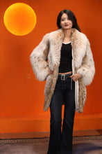 Load image into Gallery viewer, Mid-length women's natural lynx fur coat with shawl collar