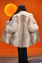 Load image into Gallery viewer, Mid-length women's natural lynx fur coat with shawl collar