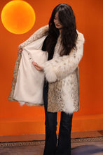 Load image into Gallery viewer, Mid-length women's natural lynx fur coat with shawl collar