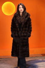 Load image into Gallery viewer, Full length natural Saga sable fur hooded coat