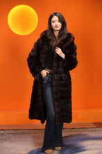 Load image into Gallery viewer, Full length natural Saga sable fur hooded coat