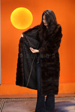 Load image into Gallery viewer, Full length natural Saga sable fur hooded coat
