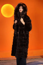 Load image into Gallery viewer, Full length natural Saga sable fur hooded coat