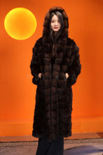 Load image into Gallery viewer, Full length natural Saga sable fur hooded coat