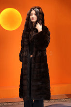 Load image into Gallery viewer, Full length natural Saga sable fur hooded coat