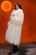 Load image into Gallery viewer, Full length Saga arctic fox fur coat with shawl collar