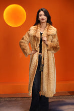 Load image into Gallery viewer, Full length natural bobcat fur coat with shawl collar
