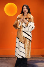 Load image into Gallery viewer, Full length natural bobcat and mink fur coat with shawl collar