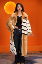 Load image into Gallery viewer, Full length natural bobcat and mink fur coat with shawl collar