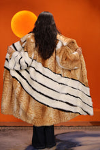 Load image into Gallery viewer, Full length natural bobcat and mink fur coat with shawl collar