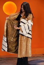Load image into Gallery viewer, Full length natural bobcat and mink fur coat with shawl collar