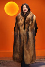 Load image into Gallery viewer, Full length natural raccoon fur coat with shawl collar