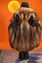 Load image into Gallery viewer, Full length natural raccoon fur coat with shawl collar