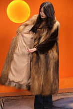 Load image into Gallery viewer, Full length natural raccoon fur coat with shawl collar