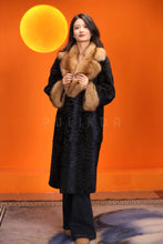 Load image into Gallery viewer, Full length natural karakul fur coat with sable english collar