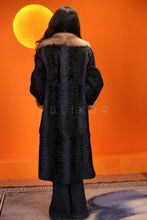 Load image into Gallery viewer, Full length natural karakul fur coat with sable english collar