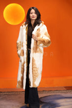 Load image into Gallery viewer, Full length natural cat fur hooded coat