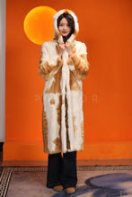 Load image into Gallery viewer, Full length natural cat fur hooded coat